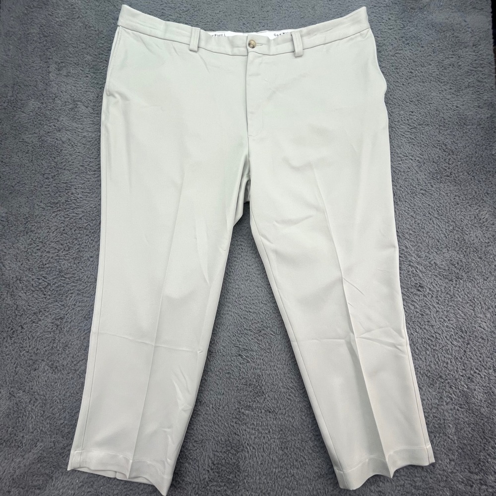 Oak Hill Mens Khaki Chino Pants 48 Waist 28 Inseam Flat Front Relaxed‎ Fit